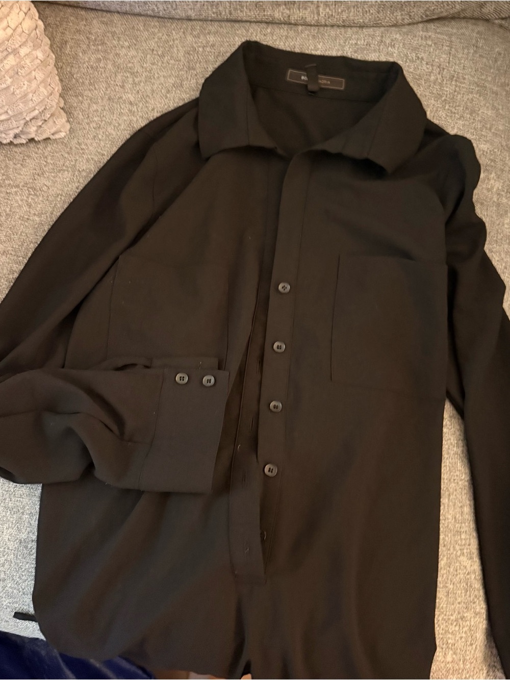 BCBGMaxAzria Black Button-Up Mini Dress